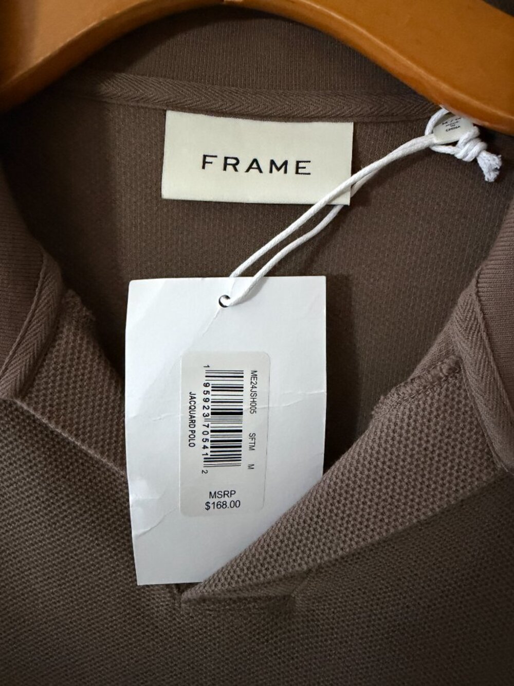 FRAME Jacquard Polo NWT Soft Mocha Medium - Picture 2 of 2